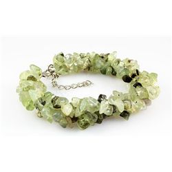 261.72CTW 7in. GREEN CHARTREUSE CHIPPED BRACELET METAL LOCK