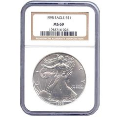 Certified Silver Eagle MS69 1998