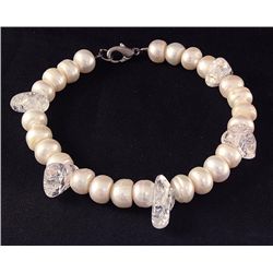 101.56CTW WHITE FRESHWATER PEARL ELASTIC BRACELET