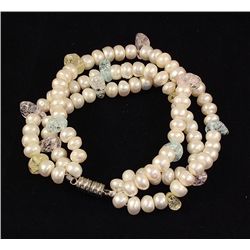 365.06CTW 3 ROW WHITE FRESHWATER PEARL BRACELET