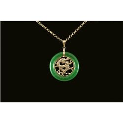 24.00ctw Good Fortune Dragon Jade Silver Pendant