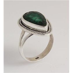 EMERALD BERYL 23.88CTW ANTIQUE LOOKS SILVER RING