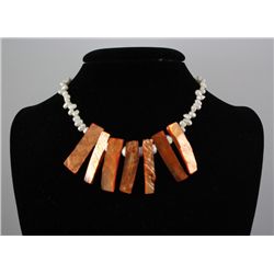 228.22CTW 18" WHITE FRESHWATER CAPIZ PENDANT/MOTHER OF PEARL NECKLACE METAL LOCK PHILIPPINES