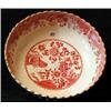 Image 1 : A large Copeland red and white bowl with worn gilt rim, diameter 35cm...