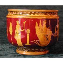 A Royal Doulton circular jardiniere with Greek key design to rim and classical...