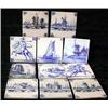 Image 1 : A collection of eleven Delft blue and white tiles...