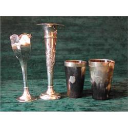 A Birmingham hallmarked silver chalice type flower vase, indistinct marks,...