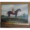 Image 1 : A gilt framed naive oil on canvas of the horse "Bend-Or" with Fred Archer up,...