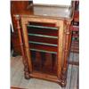 Image 1 : A good Victorian inlaid walnut music cabinet with galleried back and glazed...