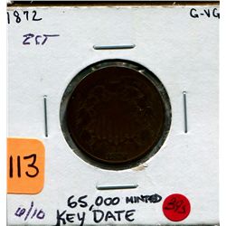 1872 US Two Cent - Rare Key Date