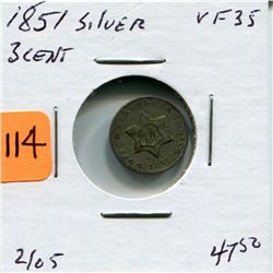 1851 US Three Cent Silver