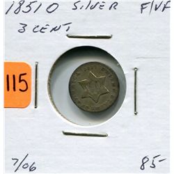 1851 - O US Three Cent Silver
