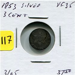 1853 US Three Cent Silver