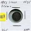 Image 1 : 1853 US Three Cent Silver