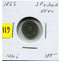 1855 US Three Cent Silver