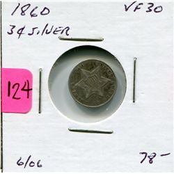 1860 US Three Cent Silver