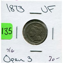 1873 US Three Cent Nickel - Open 3 Variety