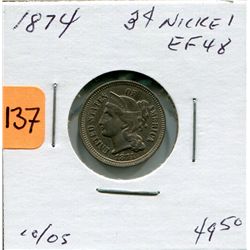 1874 US Three Cent Nickel