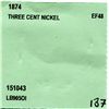 Image 3 : 1874 US Three Cent Nickel