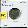 Image 1 : 1881 US Three Cent Nickel