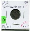 Image 1 : 1836 US Half Dime - 3 Over Inverted 3