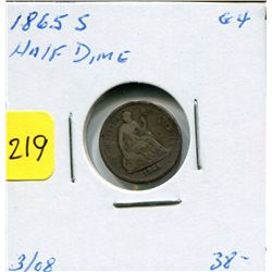 1865 S US Half Dime