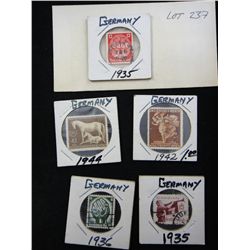 1930s-40s German Stamps - 5 Pieces