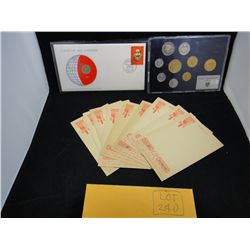 Odd Assortment of Coins and Post Cards