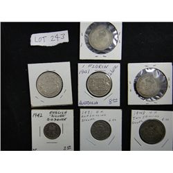 UK Silver Coin Lot Identified in 2x2s - 7 Pieces