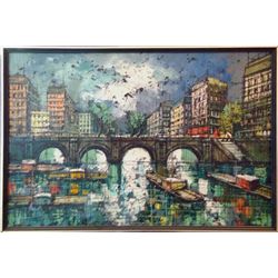 Remi Chapelle, City Canal, Oil Painting
