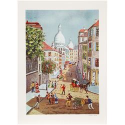 Claude Tabet, French Street Scene, Lithograph