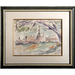 Isreali Townscape, Watercolor Painting