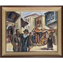 David Gilboa, Safed Street, Israel, Oil Painting