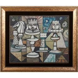 Irving Amen, Chess, Gouache Painting