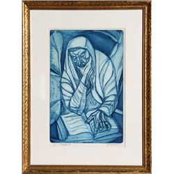 Irving Amen, The Prophet (blue), Etching
