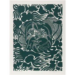 Manuel Izqueirdo, Marine Garden (Green), Woodcut