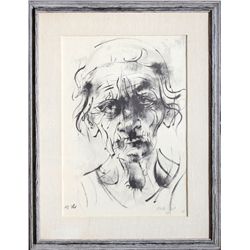 Moshe Gat, Portrait of a Man, Lithograph