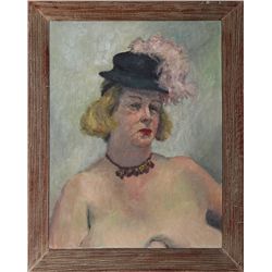 Lady in a Plumed Hat, Oil Painting