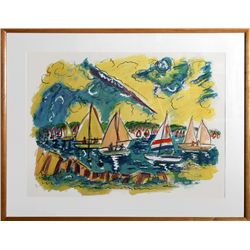 Wayne Ensrud, Afternoon Sails, Lithograph