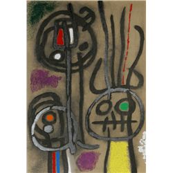 Joan Miro, Cartones 17: Personnage et Oiseau, Lithograph