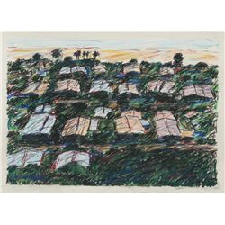 Christopher Fish, Rooftops, Pastel Drawing