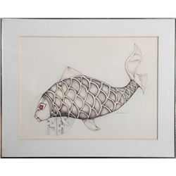 Rita Simon, Fish, Etching