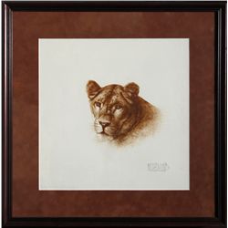 Howard Nordlund, Lioness, Lithograph
