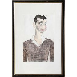 Pierre Kroll, Smug Man, Charcoal/Pastel Drawing
