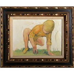 McCauley, Kneeling Boy, Oil Painting