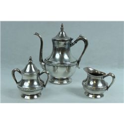 Silver on Copper 3 Piece Tea Set