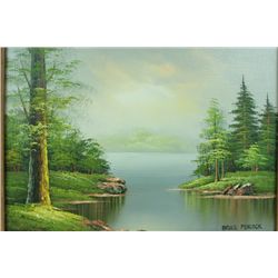 Framed original "Forest Lake" Signed Pencock