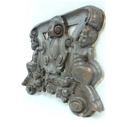 Late 1600s Hand Carved Wooden Plaque