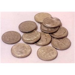 Qty:13 Pre 1964 Silver Dimes