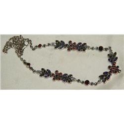 Natural Amethyst, Garnet & Smokey Quartz Necklace